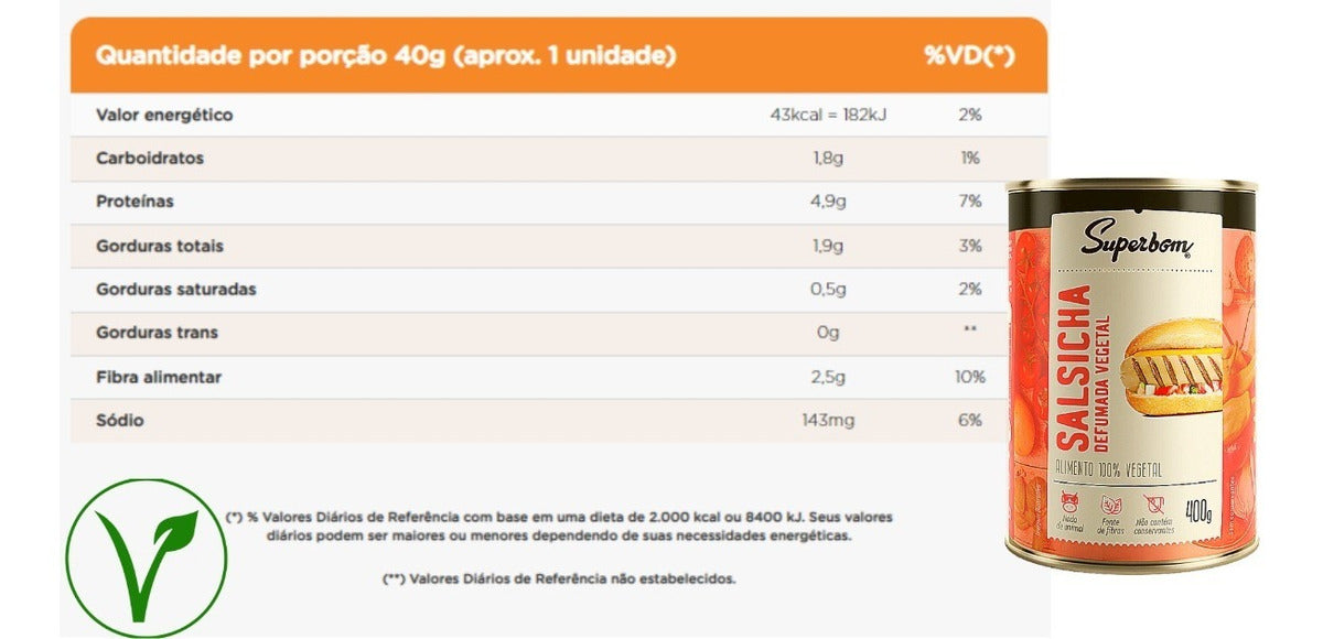 Salsicha Vegetal Defumada Superbom Lata 300g