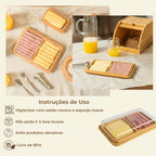 Porta Frios Duplo, Base De Bambu Com Tampa Mesa Posta Queijo - Elegância Para Sua Mesa Âncora Shopp