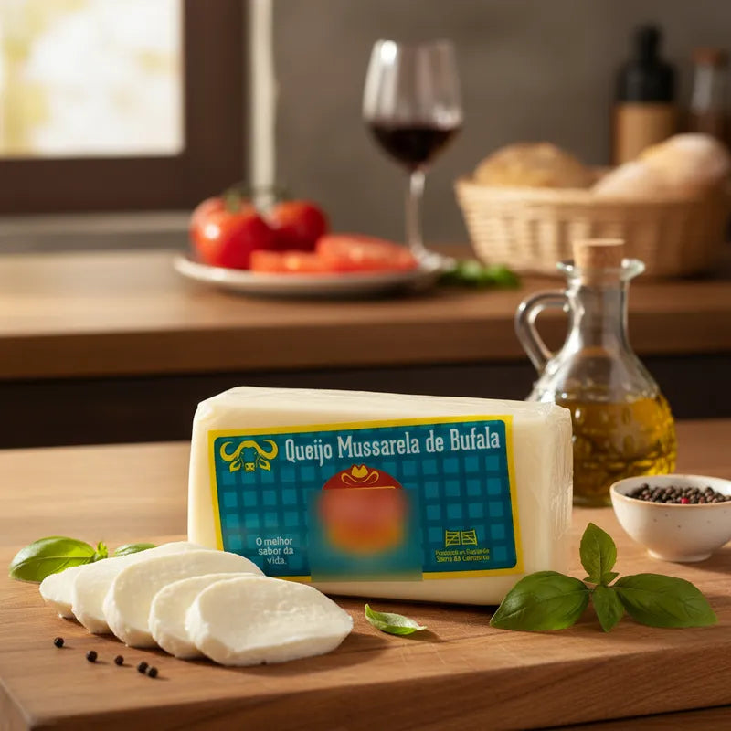 Queijo Minas Mussarela de Bufala Vila Caipira Serra da Canastra Premium peça 550 g