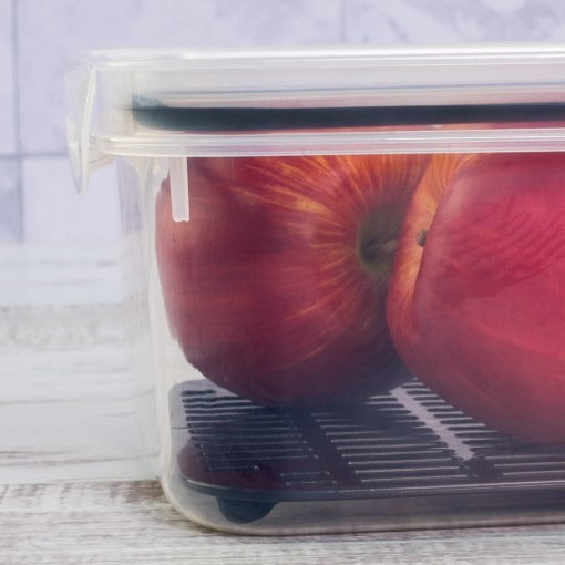 Pote Porta Frios C/ Escorredor Tampa C/ Travas 2 Divisórias Cor Transparente Plasútil Presunto Queijo Muçarela