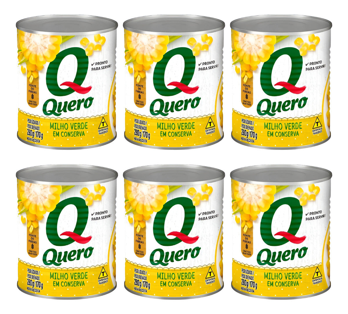 Milho Verde Quero Em Conserva 170g - Kit Com 6 Latas