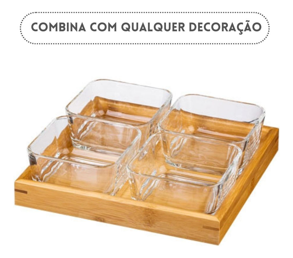 Kit Bandeja De Petiscos Kit Petisqueira Tábua De Frios Bambu
