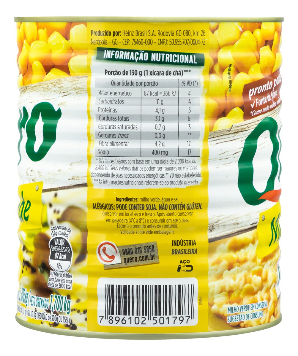 Milho Verde em Conserva Quero Food Service Lata 1,7kg