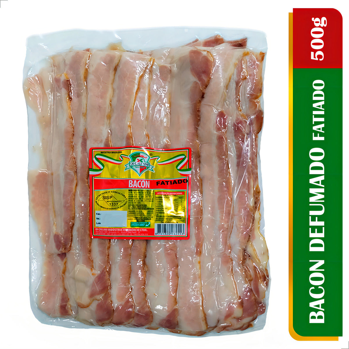 500g Bacon Fatiado Defumado Tradicional - Sabor Inenso