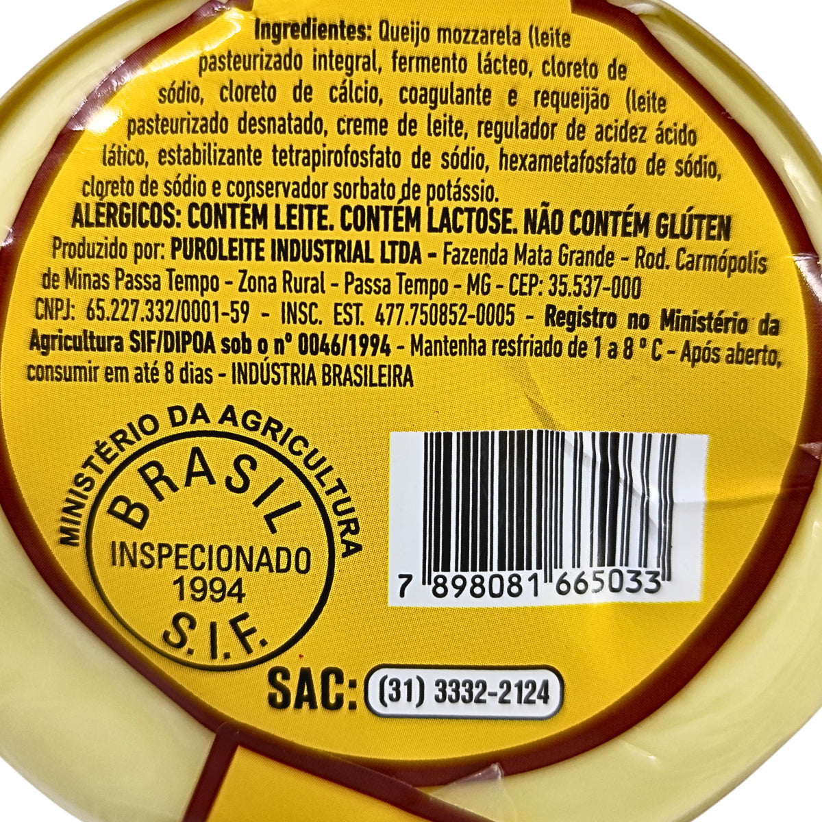 Queijo Mussarela Recheado Com Requeijão - (peça 380g Aprox)