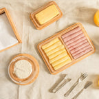 Porta Frios Duplo, Base De Bambu Com Tampa Mesa Posta Queijo - Elegância Para Sua Mesa Âncora Shopp