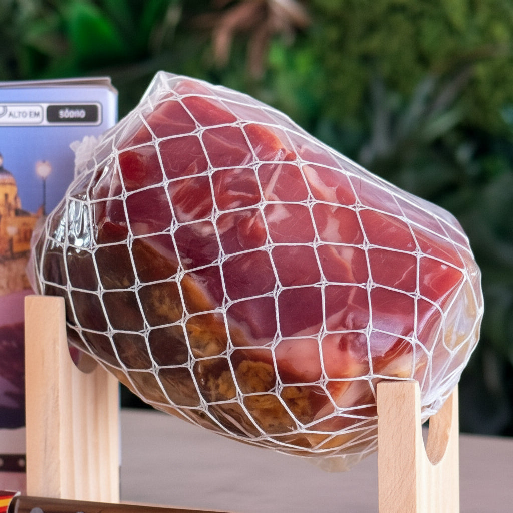 Kit Mini Jamon Serrano 12m Salamanca 1kg + Suporte + Faca