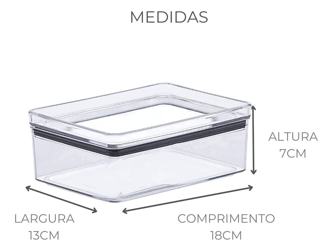 Kit 3 Pote Hermético Paramount Porta Frios Empilhavel 770ml Cor Transparente