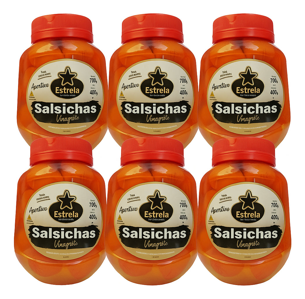 Kit 6 Pote Mini Salsicha Bar Buteco Petisco Conserva 700g