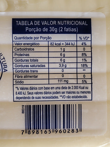 Queijo Minas Mussarela Bom Da Fazenda 900g Peça